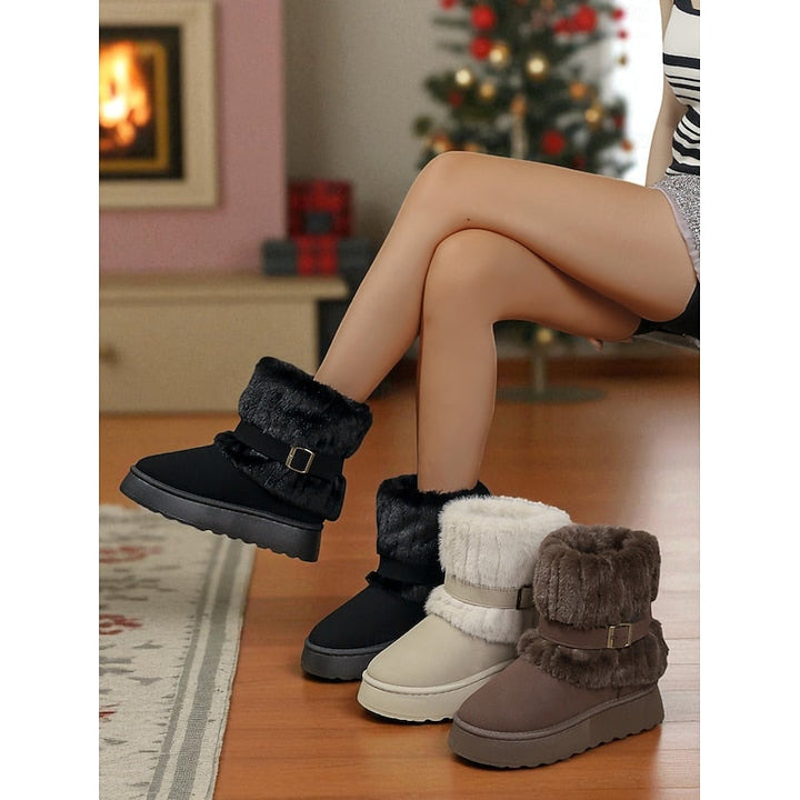 Jolene | Fur-Trimmed Buckle Snow Boots
