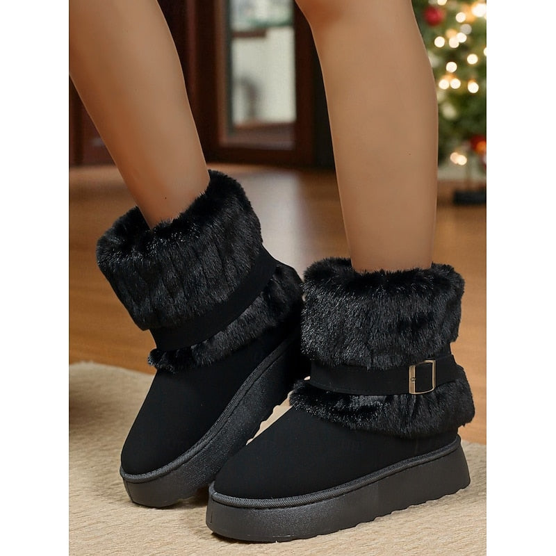 Jolene | Fur-Trimmed Buckle Snow Boots