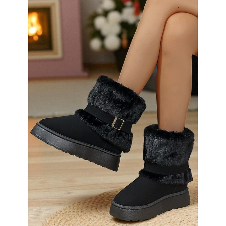 Jolene | Fur-Trimmed Buckle Snow Boots