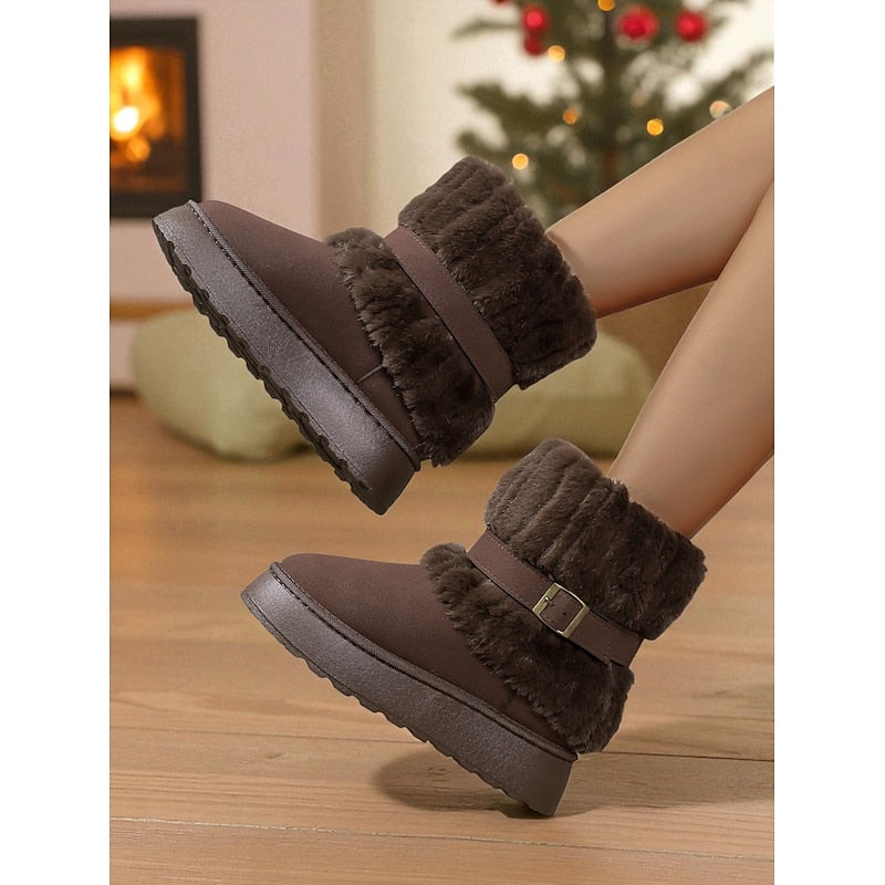 Jolene | Fur-Trimmed Buckle Snow Boots
