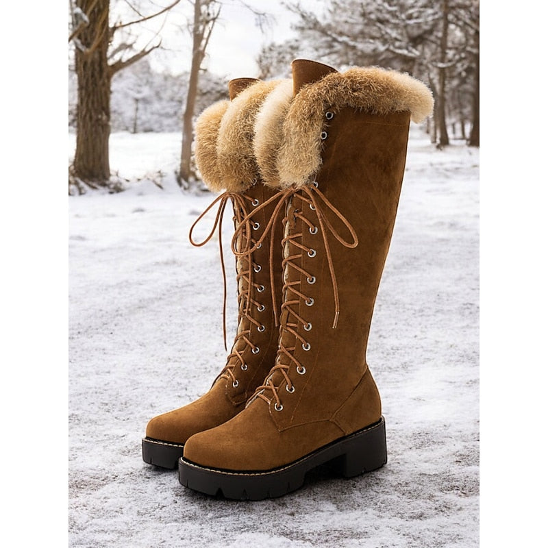Marilou | Lace-Up Fur-Cuff Knee-High Boots