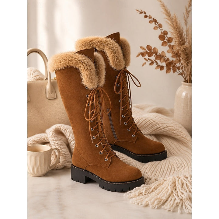 Marilou | Lace-Up Fur-Cuff Knee-High Boots