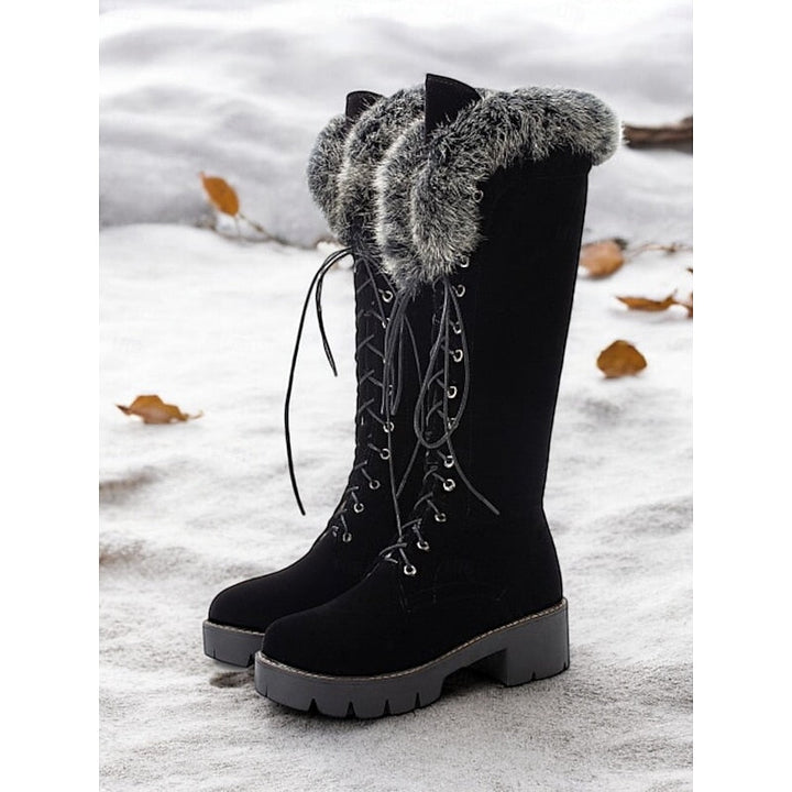 Marilou | Lace-Up Fur-Cuff Knee-High Boots