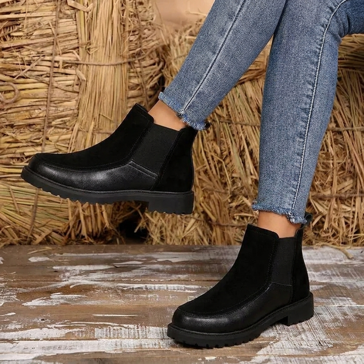Stitch Detail Lug Sole Chelsea Ankle Boots for Women - side view