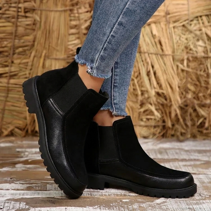 Stitch Detail Lug Sole Chelsea Ankle Boots for Women - sole detail