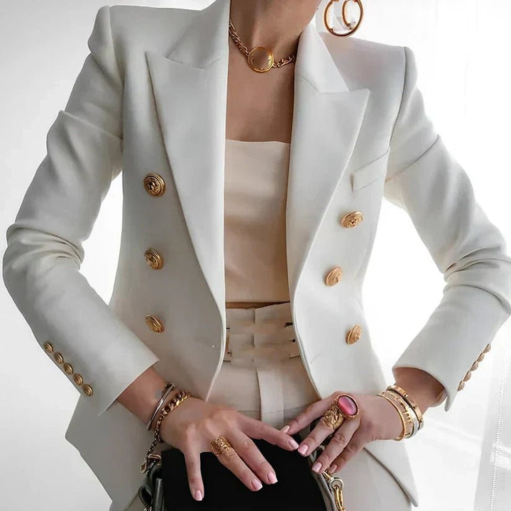 Double-breasted peak lapel blazer for women - view 2