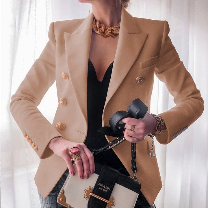 Double-breasted peak lapel blazer for women - view 7