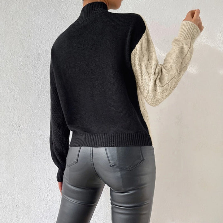Colour Block Mock Neck Jumper for Women - detail view