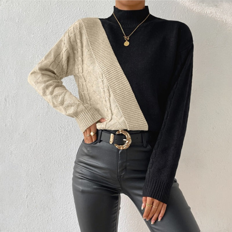 Colour Block Mock Neck Jumper for Women - side view