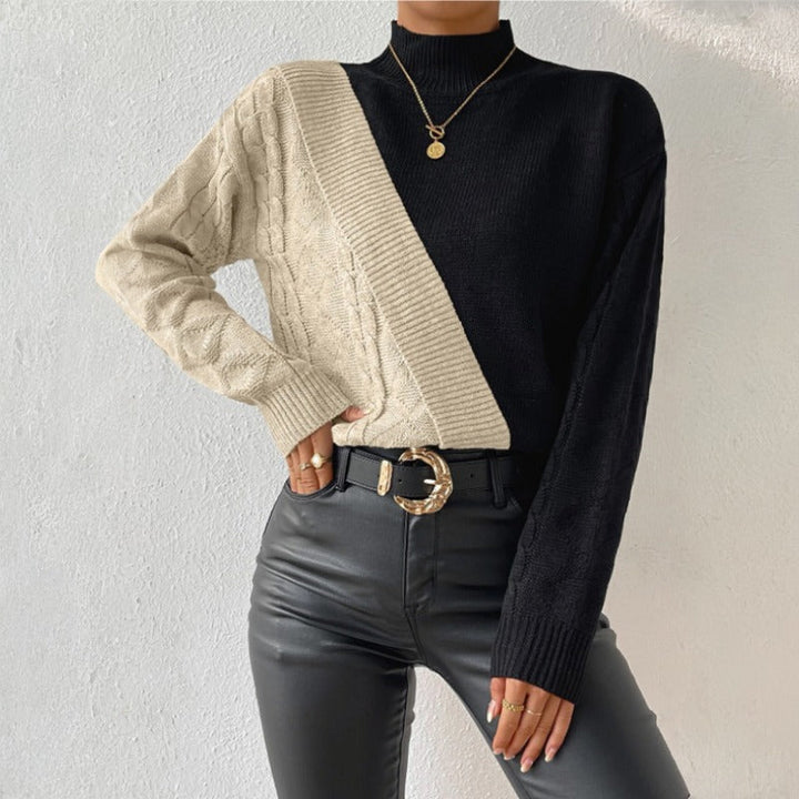 Colour Block Mock Neck Jumper for Women - side view