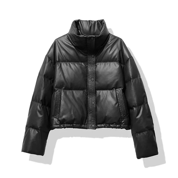 Cropped Puffer Jacket for Women - Black