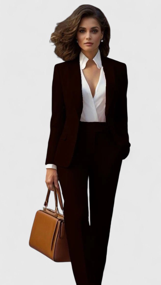 Tailored blazer and straight leg pant suit for women - view 2