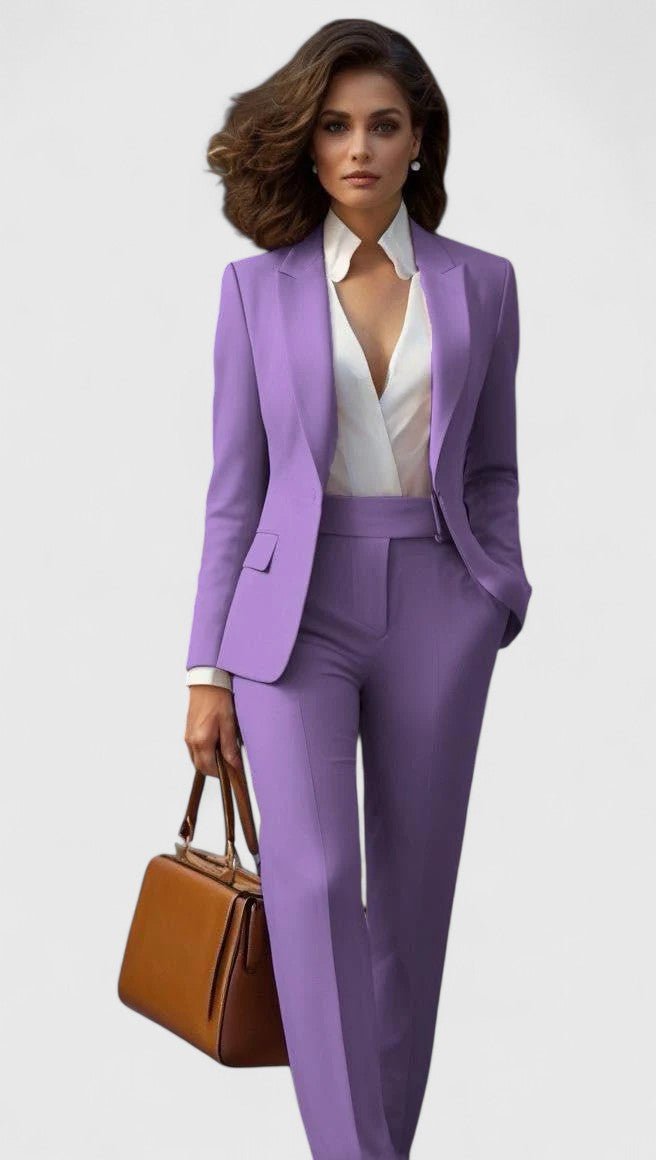 Tailored blazer and straight leg pant suit for women - view 5