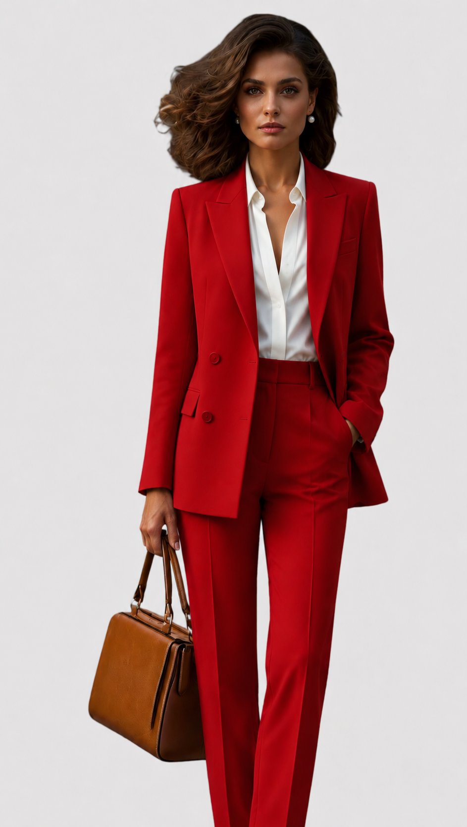 Tailored blazer and straight leg pant suit for women - view 7