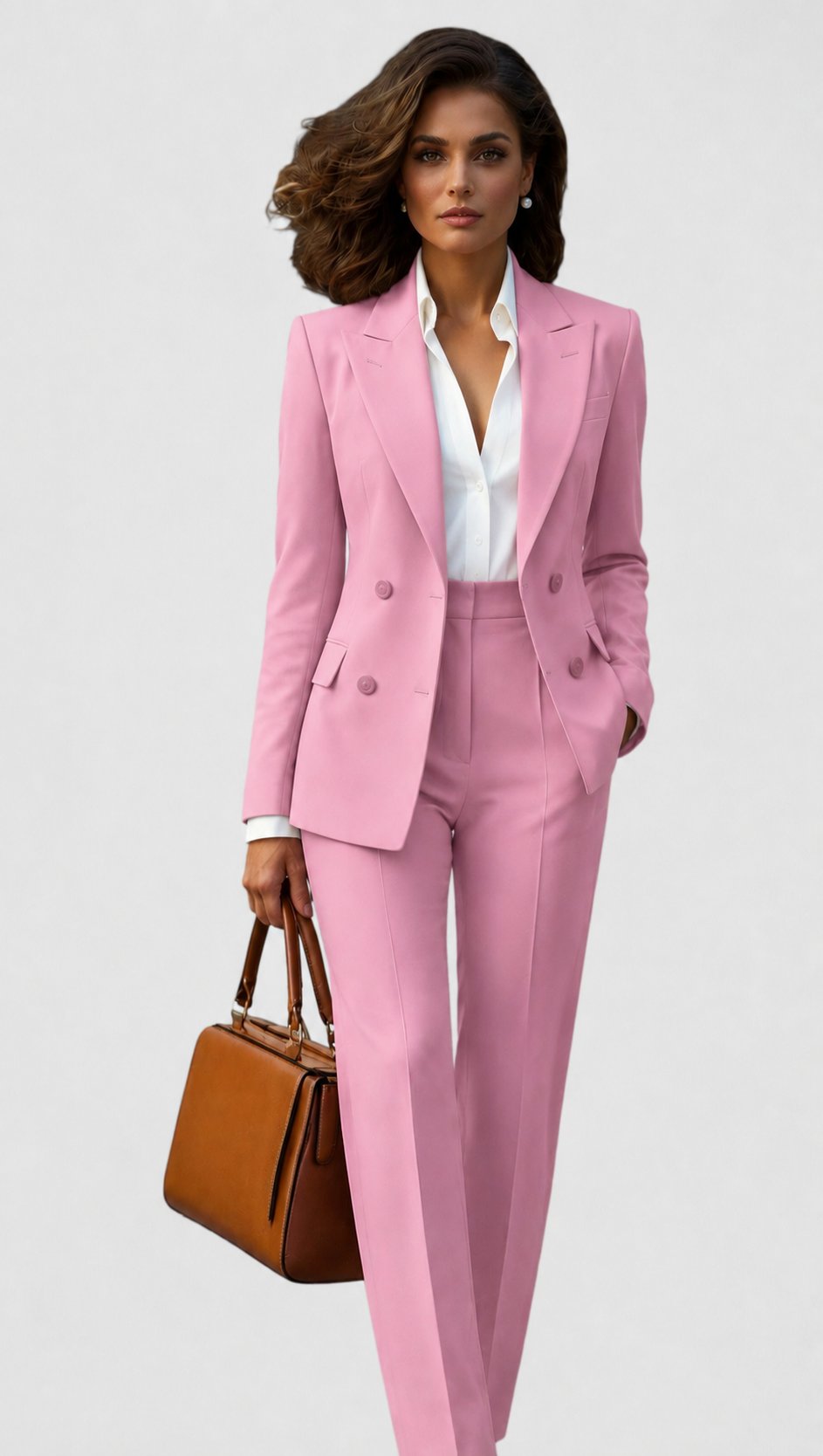 Tailored blazer and straight leg pant suit for women - view 8