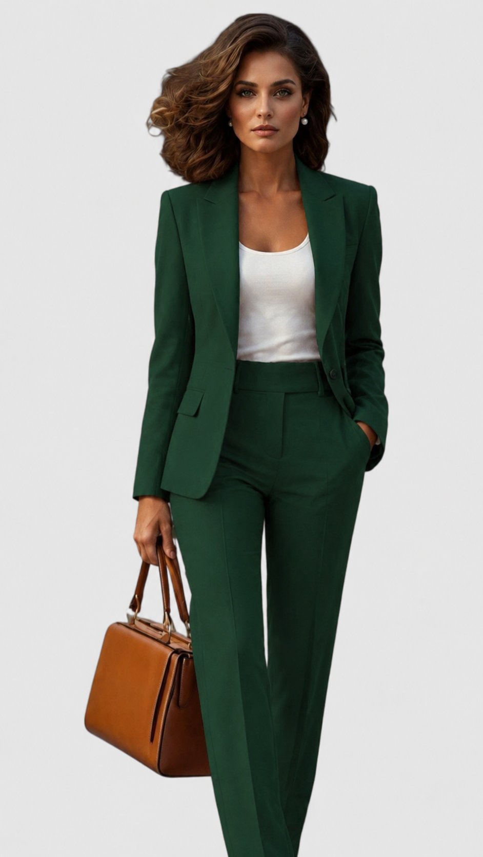 Tailored blazer and straight leg pant suit for women - view 9