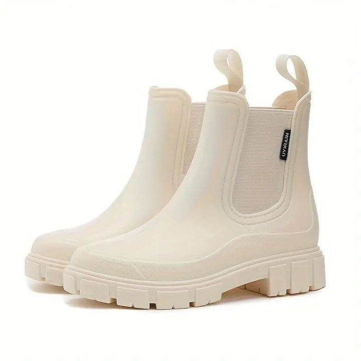 Waterproof Slip-On Chelsea Ankle Boots for Women - Beige