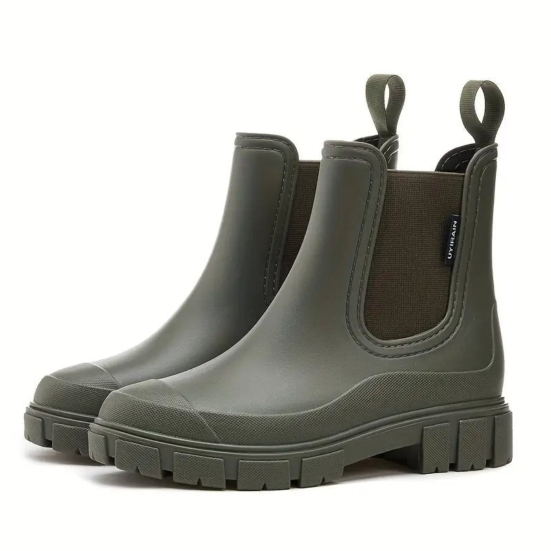 Waterproof Slip-On Chelsea Ankle Boots for Women - Green