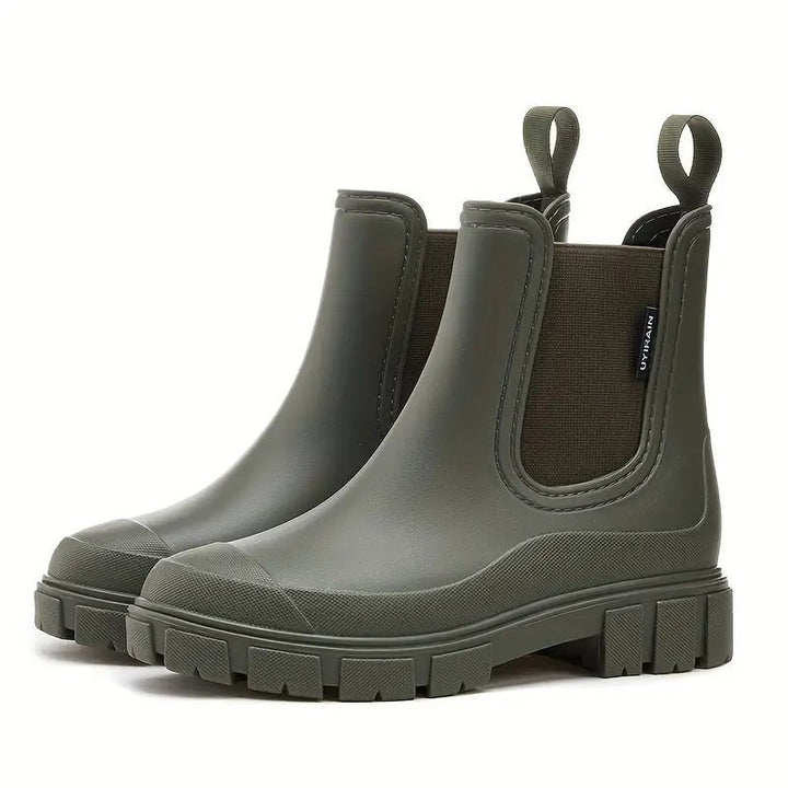 Waterproof Slip-On Chelsea Ankle Boots for Women - Green