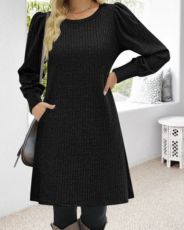 Puff sleeve sweater dress for women